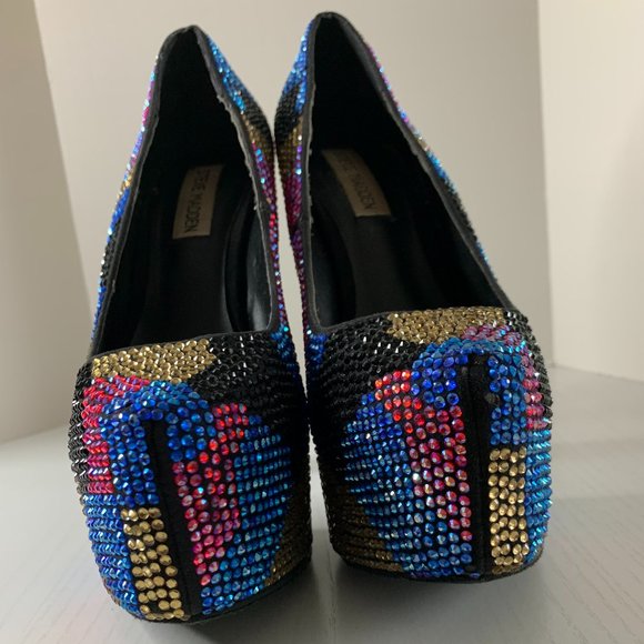 Steve Madden Platform Studded Rhinestone Colorful Heels - Picture 3 of 8